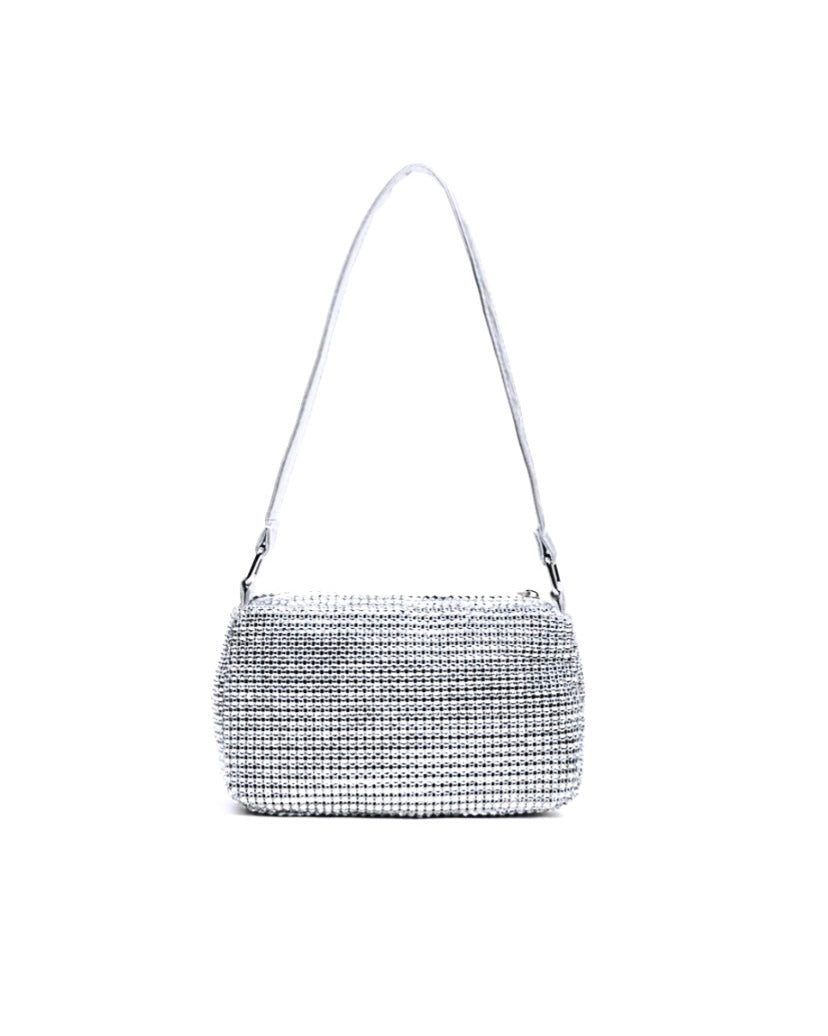 Silver diamond online clutch